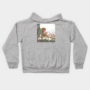 Girl and rabbit Kids Hoodie